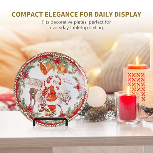 Plate Holder Easel Display Stand - 4.5 inch Metal Plate Stands for Display - Tabletop Picture Stand - Black Iron Easels for Display Pictures | Photo Frames | Book | Decorative Plates | Plaque - 4 Pack