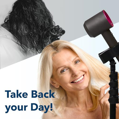 Hair Dryer Stand 26-74" Adjustable Hands-Free Blow Dryer Holder | Arthritis & Frozen Shoulder Support: Heavy-Duty Metal Tripod, Universal Fit