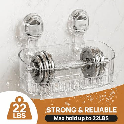 AVOKIHI Suction Cup Shower Caddy, No Drill Shower Shelf | Clear acrylic storage box for inside shower. Strong suction cups hold safely on smooth walls. No drill or adhesive.