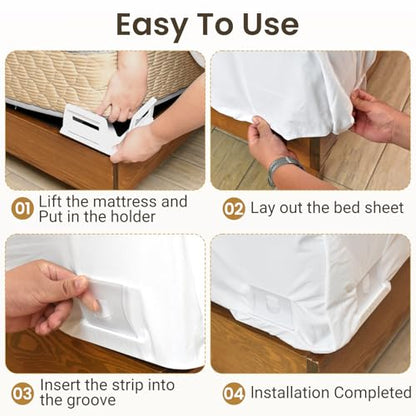 INSMART Sheet Holders - Bed Sheet Holder for Corners&Sides, Strong Elastic Sheet Straps/Grippers. Keep Sheets Firm&Tightt, No More Loose Sheets, Universal Fit and Easy Installation