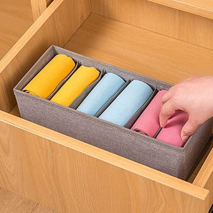 6 Pack Sock Underwear Drawer Organizer Dividers, Collapsible Cabinet Closet Storage Boxes for Clothes, Socks, Lingerie, Underwear, Tie, Belt, Baby, Bedroom