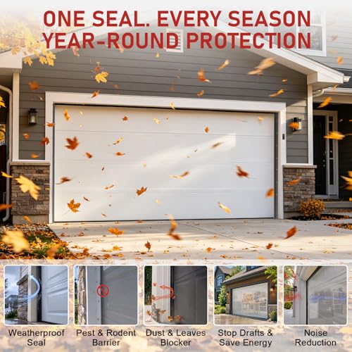 Garage Door Seal Top and Sides - 36 Ft Garage Door Weather Stripping Side Seal, Heavy Duty Weatherproof TPE, Insulates, Prevents Drafts, Easy Installation for Homeowners and DIYers
