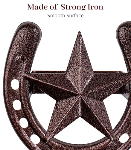 Cowboy Hat Hanger Wall Mount, 4 Pack Cowboy Hat Rack, Metal Horseshoe Hook | Horseshoe Decor, Western Hat Hook for Wall, Hat Holder for Entryway Closet, Bridle Hook for Tack Room, Horse Supplies, Bronze