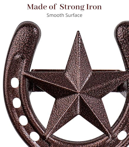 Cowboy Hat Hanger Wall Mount, 4 Pack Cowboy Hat Rack, Metal Horseshoe Hook | Horseshoe Decor, Western Hat Hook for Wall, Hat Holder for Entryway Closet, Bridle Hook for Tack Room, Horse Supplies, Bronze