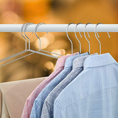 40-Pack Heavy-Duty Stainless Steel Hangers – 15lb Capacity, Rustproof Metal Closet Hangers with Notched Design for Straps, Ideal for Home, Dorm, Laundry & Outdoor Use, Silver