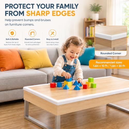 Wall Corner Protector Self-Adhesive Flexible – Durable Rubber, Furniture Edge Guard, Easy to Install, White, Prevents Wall Damage, Ideal for Home or Office Use