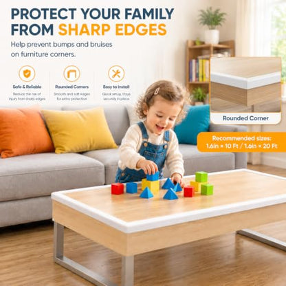 Wall Corner Protector Self-Adhesive Flexible – Durable Rubber, Furniture Edge Guard, Easy to Install, White, Prevents Wall Damage, Ideal for Home or Office Use