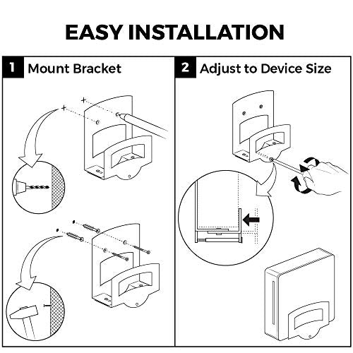 HumanCentric Cable Box & Modem Mount, Adjustable Wall Mount | Small Devices | For small & Narrow Devices, Cable Boxes, Modems, DVD Players, Streaming Media Devices, Mount Behind the TV, Hardware Included