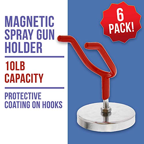 TCP Global Brand Magnetic Paint Spray Gun Holder Stand for Gravity Feed Cup HVLP, Spray Booth, Body Shop Wall (Pack of 6)