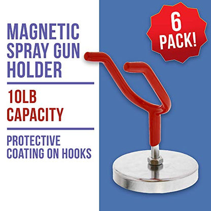 TCP Global Brand Magnetic Paint Spray Gun Holder Stand for Gravity Feed Cup HVLP, Spray Booth, Body Shop Wall (Pack of 6)