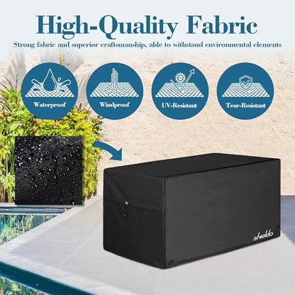 Deck Box Cover, Waterproof 600D Oxford, 52 x 27 x 27 in | Heavy-Duty 600D Fabric, Waterproof Protection, UV Resistant, Outdoor Storage Cover, Waterproof Outdoor Furniture Covers