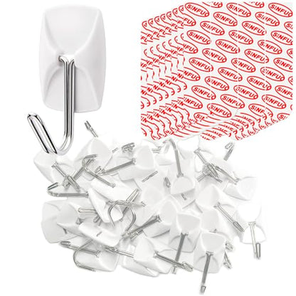 Wire Wall 32 Hooks with 36 Strips, Damage Free Adhesive Hooks,Keys,Kitchen | Heavy Duty, 36 Strips, Damage Free Adhesive, For Key Holder, Coat, Door, Shower Hanging