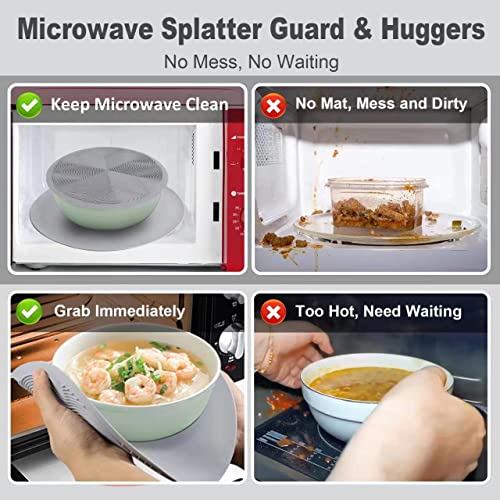 KooMall 12 10 8 Inch Multi-use Microwave Mat, Trivet, Pot Holders, Drying, Baking, Place Mat, Utensils Rest, Silicone Cover Pad for Hot Pot Pans Bowls Plates Dishes Kitchen Counter,Heat Resistant,Gray