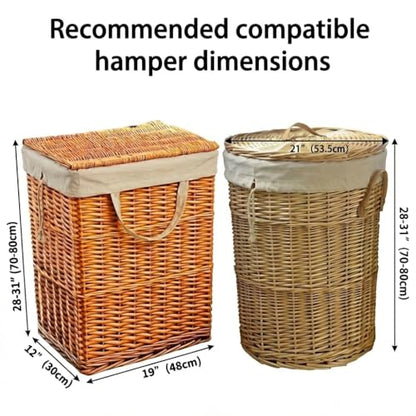 2 Pcs Laundry Basket Hamper Liner Replacement Bags, Laundry Backpack Bags | Cotton canvas Fabric, Carrying Handles & Drawstring Closure, Machine-washable, Laundry hamper removable Bags with straps
