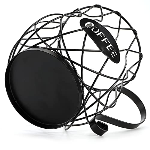 Coffee Pod Holder, Coffee Capsule Basket for Counter Table Bar, Metal Espresso Pod Keeper Storage for Home Cafe Hotel, Black
