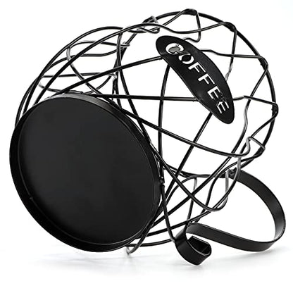 Coffee Pod Holder, Coffee Capsule Basket for Counter Table Bar, Metal Espresso Pod Keeper Storage for Home Cafe Hotel, Black