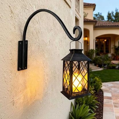 Heavy Duty Plant Hanger Bracke: 16 Inch 80 Lbs Metal Outdoor Hook Bracke | Rust-Proof Coating Wall Mount Hook for Hanging Baskets Bird Feeders Lanterns, Complete Hardware Kit, Indoor Outdoor Use