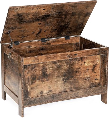 Toy Box, Retro Wooden Look Storage Chest with Safe... (Rustic Brown | Engineered Wood)