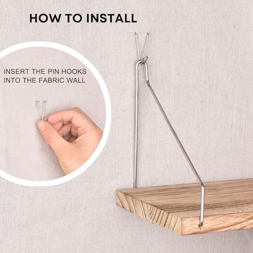 Fabric Wall Cubicle Shelf with Hooks for Work Decor, 11.8' Wooden Cubicle Organizer Storage Shelf with Hangers Cubicle Accessories for Women Men Desk, 2 Pack