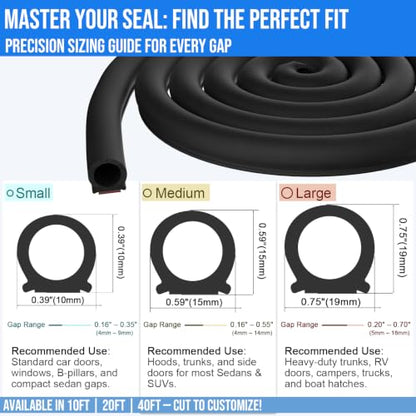 20 Ft Rubber Weather Stripping Door Seal, D Shaped Automotive Weather Stripping, Car Door Seal Strip, Self Adhesive Soundproofing Weatherstripping for Doors Windows Car Truck Auto RV