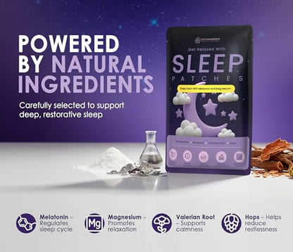 Life Management Sleep Patches for Adults, Overnight Topical Patches with Melatonin, Magnesium, Valerian Root & Hops, Bedtime Routine Stickers, 30 Count
