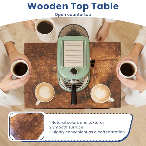 Kitchen Cart with Drawers, Lockable Wheels with Wooden Top, Black | 4 Tier Metal Rolling Utility Cart Organizer, Fruit Vegetable Storage Rack Also for Cans, Snack, Craft, Art, Office, Beauty