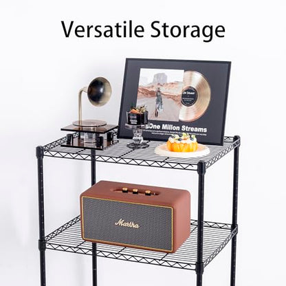 4 Tier Mini Fridge Shelf with Storage for Dorm, Black | Mini Fridge Storage Shelf, Microwave Stand, Adjustable Height Organizer, For Dorm, For Kitchen