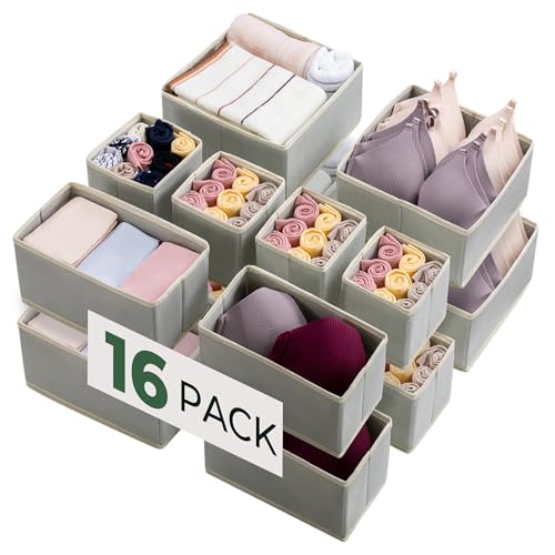 16 Pack Drawer Organizer Clothes Dresser Organizer... (16 Count | Grey)