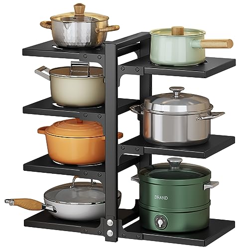 Pots and Pans Organizer for Cabinet, Heavy Duty Po... (Black | Stainless Steel)