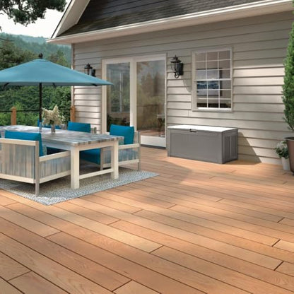 Rubbermaid Extra Large Resin Outdoor Storage Deck Box (134 Gal), Weather Resistant, Gray, Deck Organization for Home/Backyard/Pool Chemicals/Toys/Garden Tools/Porch/Patio Cushions