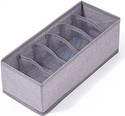 6 Pack Sock Underwear Drawer Organizer Dividers, Collapsible Cabinet Closet Storage Boxes for Clothes, Socks, Lingerie, Underwear, Tie, Belt, Baby, Bedroom