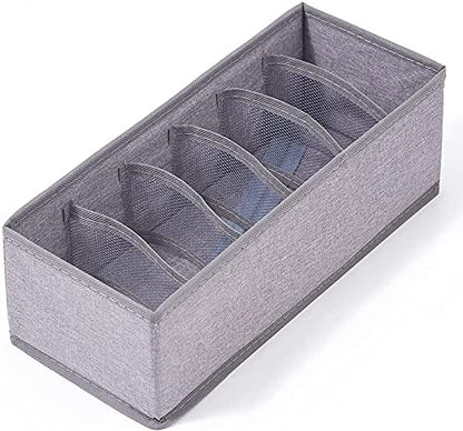 6 Pack Sock Underwear Drawer Organizer Dividers, Collapsible Cabinet Closet Storage Boxes for Clothes, Socks, Lingerie, Underwear, Tie, Belt, Baby, Bedroom