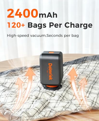 15-Pack Vacuum Seal Bags for Clothing Travel with Cordless Pump | Vacuum Storage Bags for Clothes with 4000Pa Suction, 2400mAh Rechargeable Pump, Carry-On Packing for Luggage and Suitcases