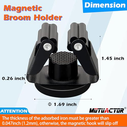 Magnetic Broom Holder,4PCS Anti-Slip Magnetic Mount Storage Broom Holders with Rubber Grippers,12lbs Heavy Duty Magnetic Tool Holder for Work Garage Laundry Kitchen RV Van Accessories