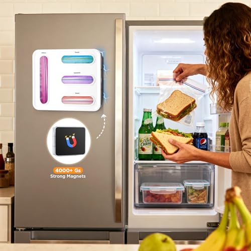 Bag Organizer for Drawer + Fridge, Magnetic Kitche... (Clear)