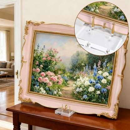 Acrylic Easel Display Stand | Heavy-duty Picture Frame Holder with Adjustable Gold Peg, Clear Decorative Plate Rack Menu Holder for Art, Restaurant, Photo