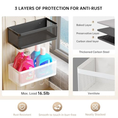 Magnetic Shelf for Washing Machine, White, L13.78in*W5.12in*H3.94in | Magnetic Organizer for Laundry, Hanging Basket Storage, Magnetic Fridge Shelves, Spice Rack for Refridgerator, 16.5-lb load