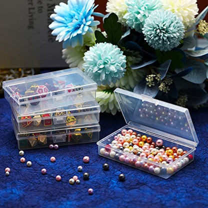 12 Pack Clear Plastic Beads Storage Containers Box with Hinged Lid for Beads and More (5.2 x 3.03 x 1.18 Inch)