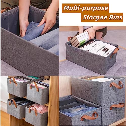 Fordonral Pack of 3 Large Capacity Storage Bins Closet Organizer System, Sturdy Foldable Storage Boxes for Organizing Clothing, Sheets, Toys, Books - Shelf Organizer Shelves Basket Storage Bin