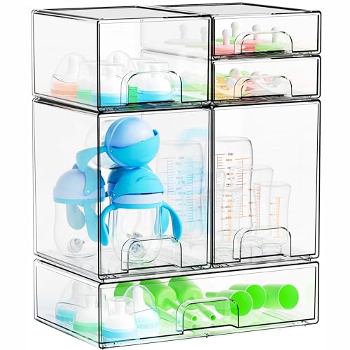 6 Set Clear Baby Bottle Organizer for Countertop,B... (Clear | Acrylic)