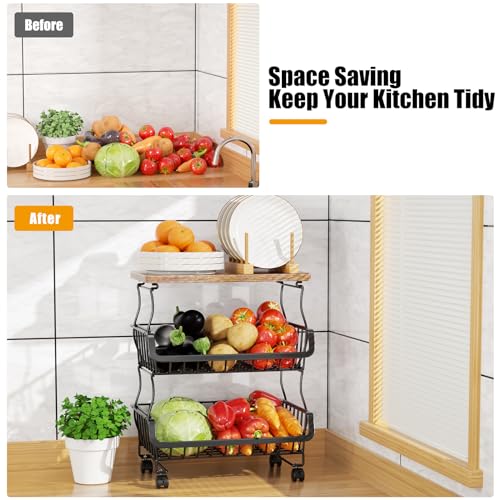 5 Tier Fruit and Vegetable Basket for Kitchen with...