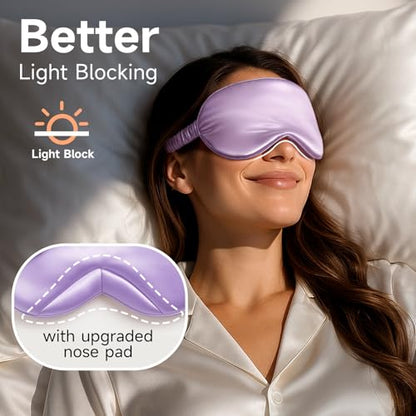 Umisleep Sleep Mask for 100% Mulberry Silk for Women Men, Smooth Breathable | 22 Momme Silk Eye Mask, Adjustable Strap, Blackout Perfectly, Ultra Soft Sleep Masks For Women & Men, Travel Blindfold,Purple