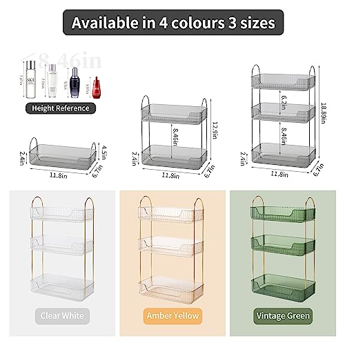 Akinbas 3 Tier Bathroom Organizer Countertop Makeup Perfume Tray Skincare Organizer for Bathroom Dresser Vanity (Grey)