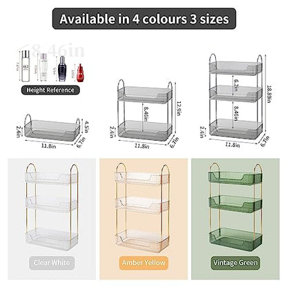 Akinbas 3 Tier Bathroom Organizer Countertop Makeup Perfume Tray Skincare Organizer for Bathroom Dresser Vanity (Grey)
