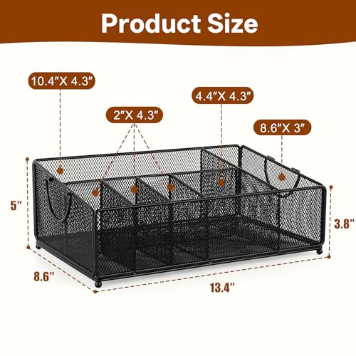 Large Paper Plate and Silverware Caddy for Countertop Party Picnic Camping, Plastic Cutlery Holder Organizer for Disposable Plate Cup Flatware Utensil Napkin, Black