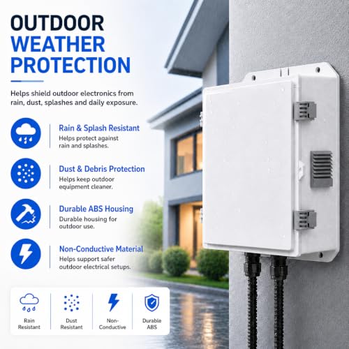 Outdoor Electrical Box with Ventilation System, Weatherproof ABS Junction Box with Removable Mounting Panel & Hinged Cover for Router, CCTV, Solar Controller & Outdoor Equipment(13" H* 9.2" L* 5.6" W)