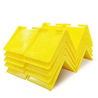 20 Pack 2 in V Shaped Corner Edge Protectors for Flatbed, Yellow | Crack resistant plastic, fits 1 to 2 inch tie down straps, heavy duty corner guards, for flatbed trailer pallets and moving