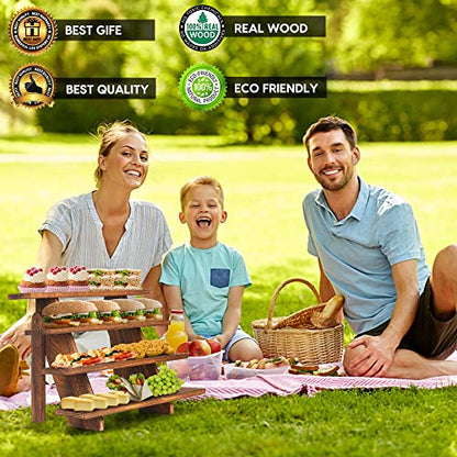 Wooden Display Stand Wood Cupcake Stands Tool Free, Rustic Risers for Display Ideal Craft Funko Pop Shelves Table Display Stand for Vendors Wood Riser