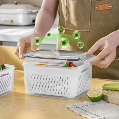 5 PCS Fruit Storage Containers for Fridge, Leakproof Produce Containers
