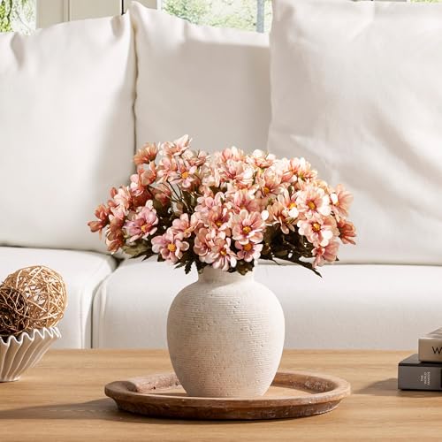 Ceramic Flower Vase Home Decor - Farmhouse Table Vases Rustic Vintage Living Room Kitchen Bedroom Decorations for House Book Shelf Office Coffee Desk Dining Fireplace (7.4" Rustic)